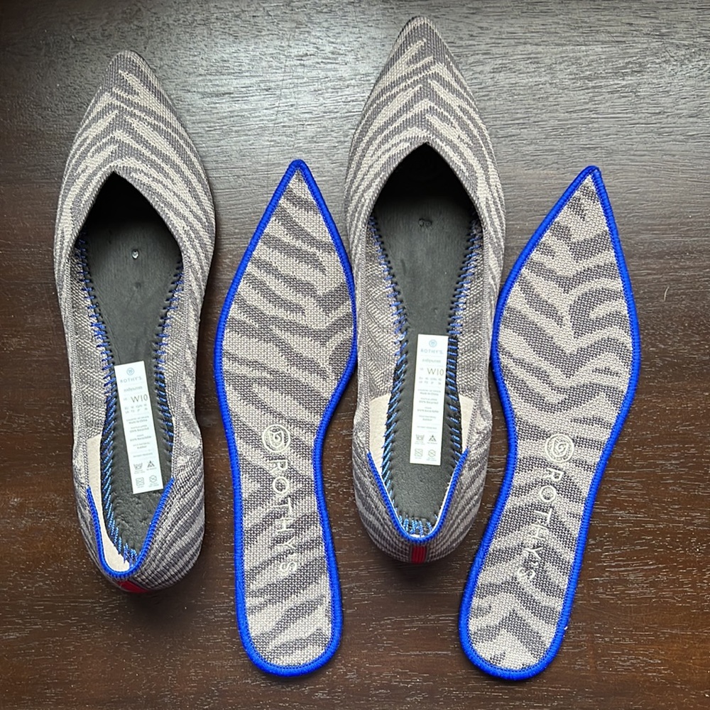 Rothy’s Pointed Toe Flats, Grey Zebra - image 4